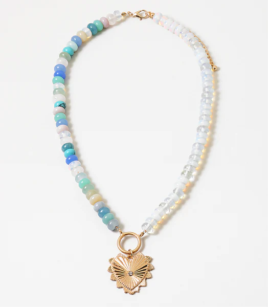 Sacred Heart Blue Gemstone Necklace