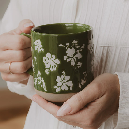 Green Floral Mug