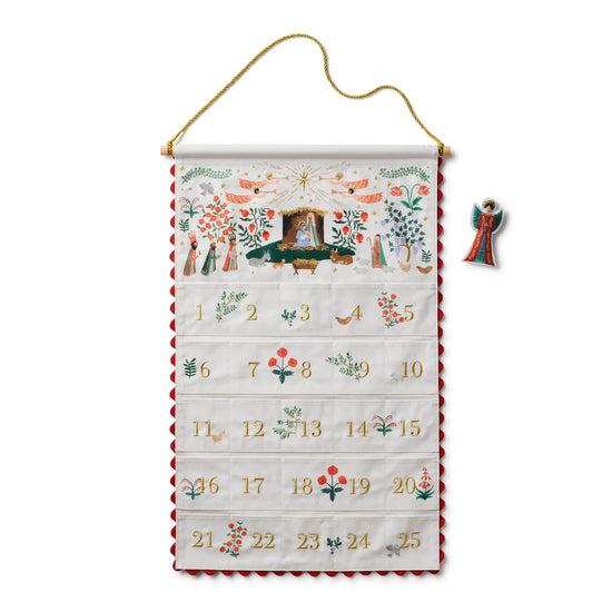 Nativity Embroidered Hanging Advent Calendar