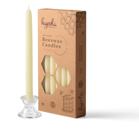 10" Beeswax Taper Candles: White (12 Pk)