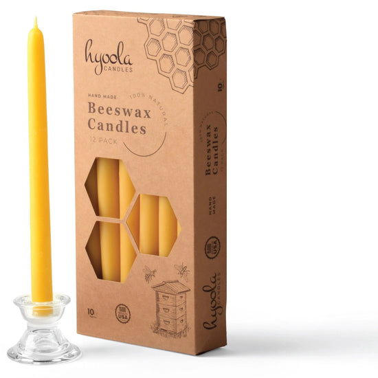 10" Beeswax Taper Candles: Yellow (12 Pk)