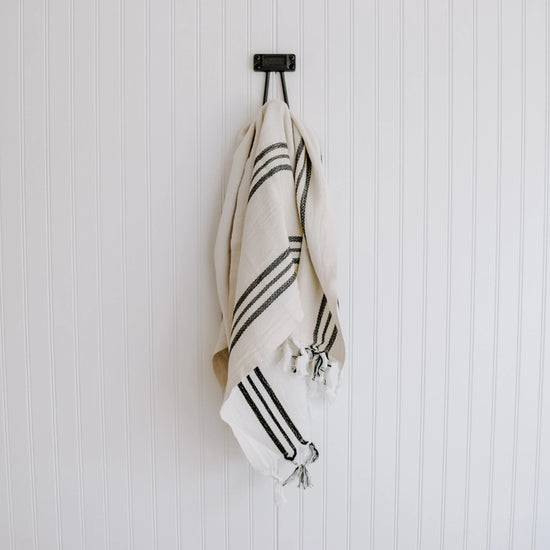 Turkish Cotton Hand Towel: Black Stripes