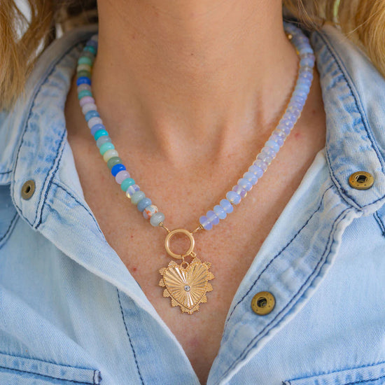 Sacred Heart Blue Gemstone Necklace