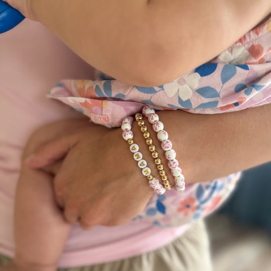 Pink Floral Bracelet Stack