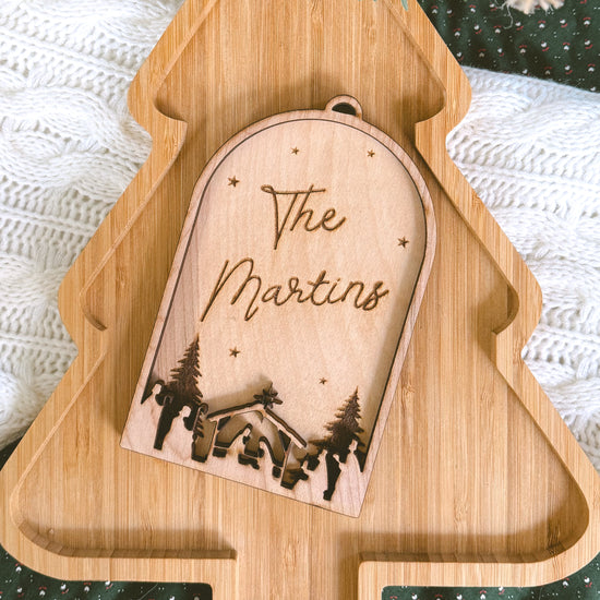 Custom Family Nativity Wooden Christmas Ornament