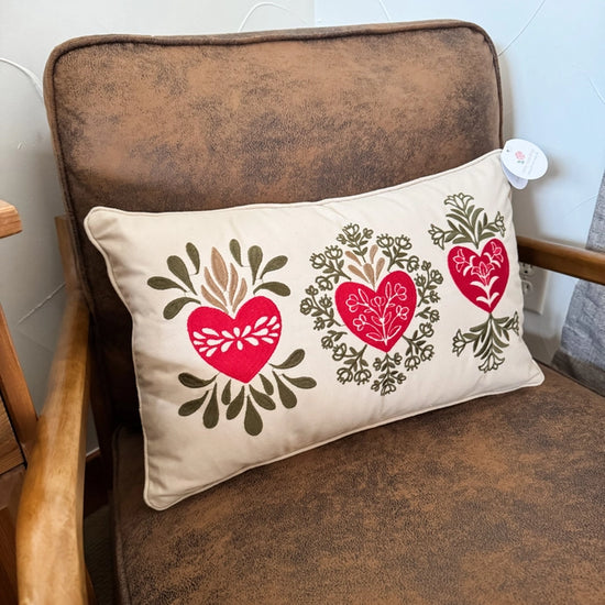 Holy Family Hearts Embroidered Pillow Cover