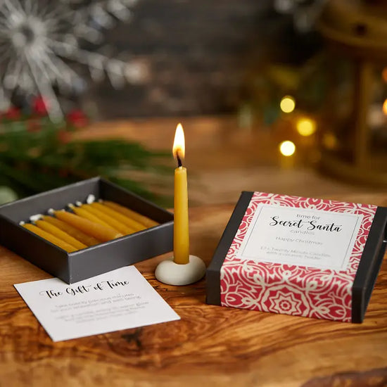 "Secret Santa" Candles + Holder Gift Set