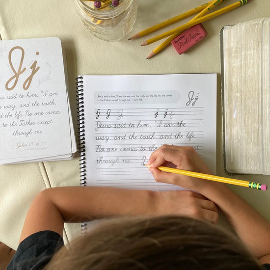 Cursive ABC Scripture Memorization Cards + Workbook Bundle