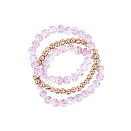 Pink Floral Bracelet Stack